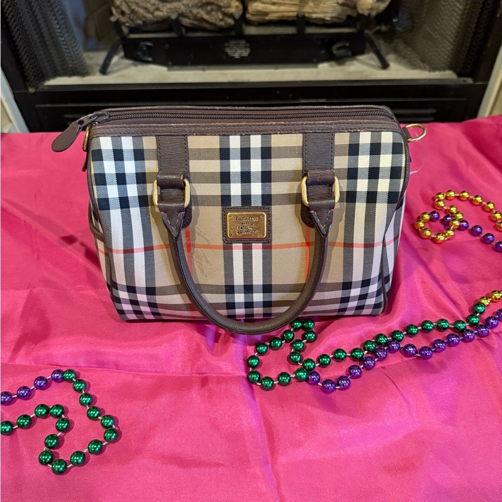 Burberry Tan and Black Plaid Satchel